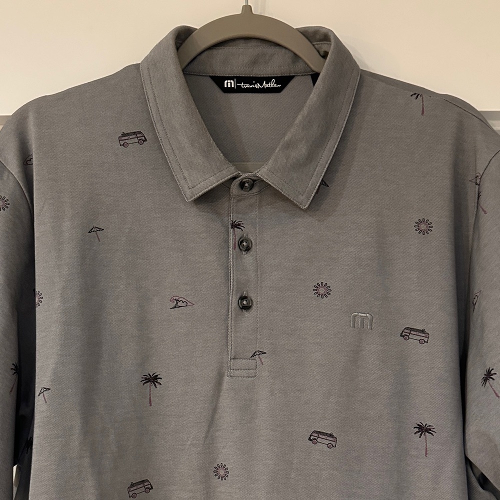 Travis Mathew Charcoal Polo with Subtle Print